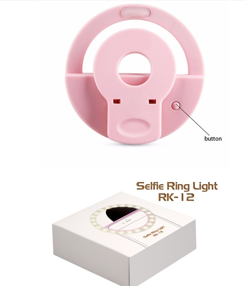 USB Rechargeable RK12 Mobile Phone Fill Light with Self-Timer for Selfie Beauty Lighting