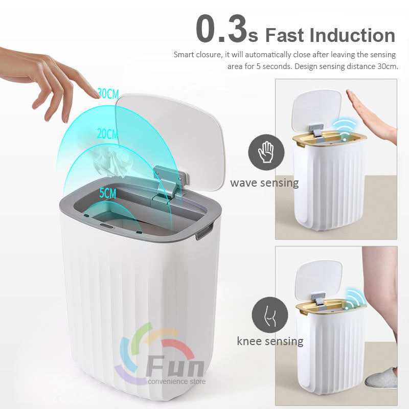 Smart Trash Can with Lid - Automatic Induction Dustbin for Bedroom, Living Room, Kitchen, and Car