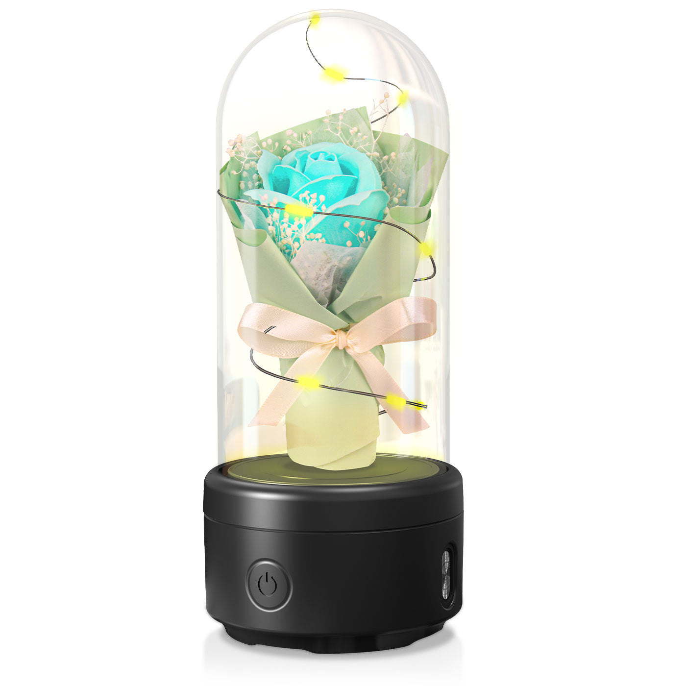 Creative 2-in-1 LED Rose Bouquet with Bluetooth Speaker, Luminous Night Light in Glass Cover, Perfect Mother's Day Gift