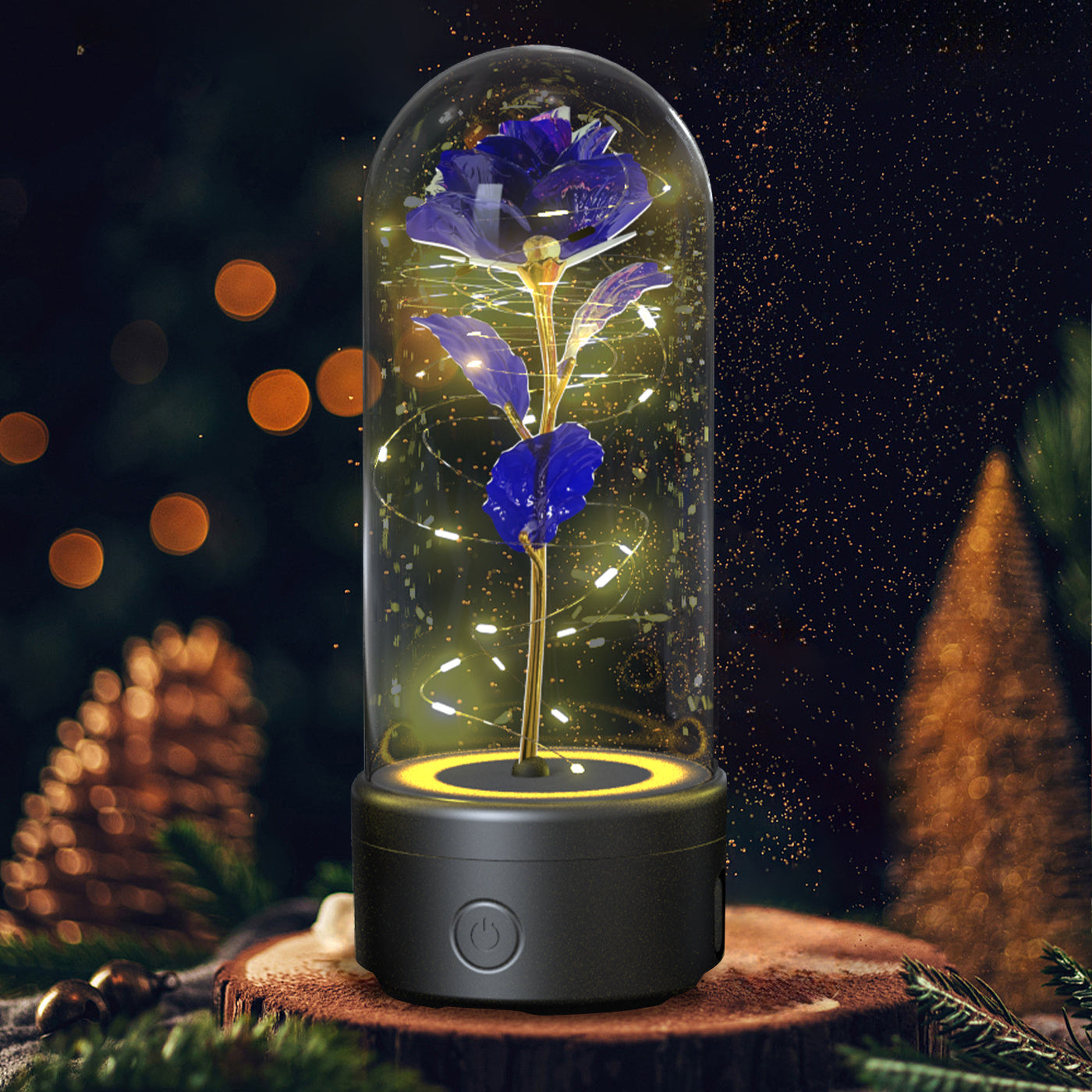 2-in-1 Rose LED Light & Bluetooth Speaker: Valentine's Day Gift with Luminous Glass Cover