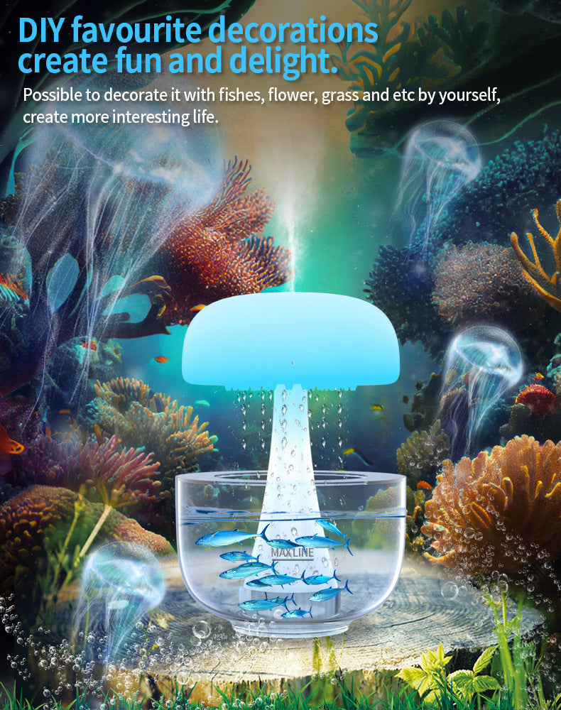 Jellyfish Raindrop Humidifier – Ultrasonic, 7-Color Light, Cloud Rain Aroma Diffuser