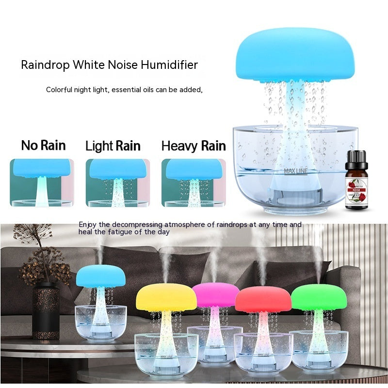 Jellyfish Raindrop Humidifier – Ultrasonic, 7-Color Light, Cloud Rain Aroma Diffuser