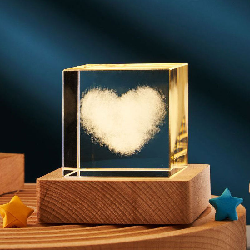 3D Transparent Crystal Cube Night Lamp for Kids’ Bedroom Decor, Birthday Party Gift, or Home Accent