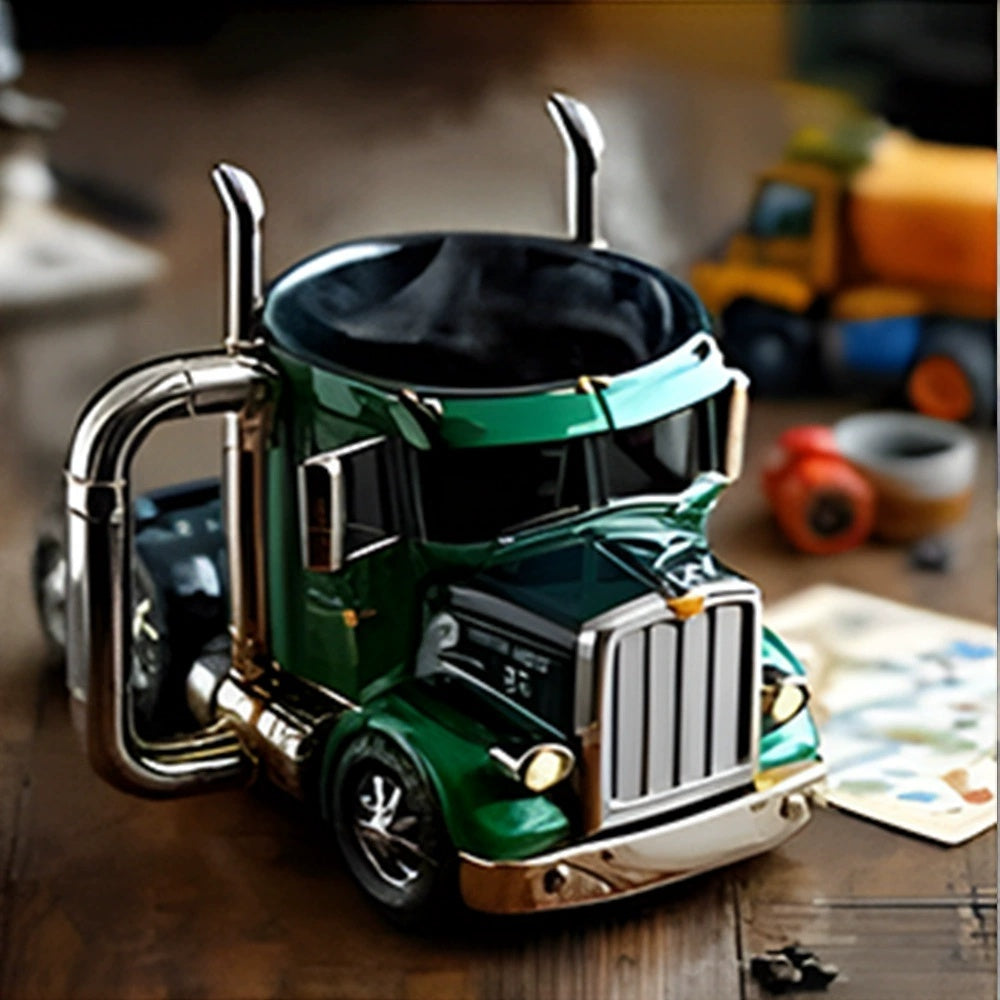 Durable Semi-Truck Shaped Coffee Mug: Handcrafted Semi-Trailer Design for Family and Truck Enthusiasts