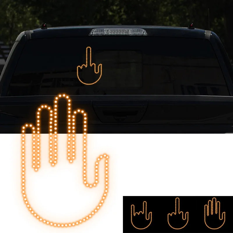 LED Gesture Light for Cars with Remote – Illuminated Middle Finger Road Rage Sign Hand Lamp