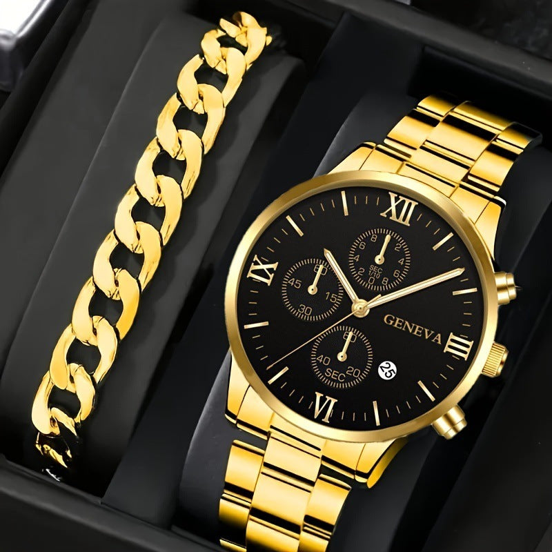 Elegant Men's Bracelet & Watch Set – Timeless Business Style