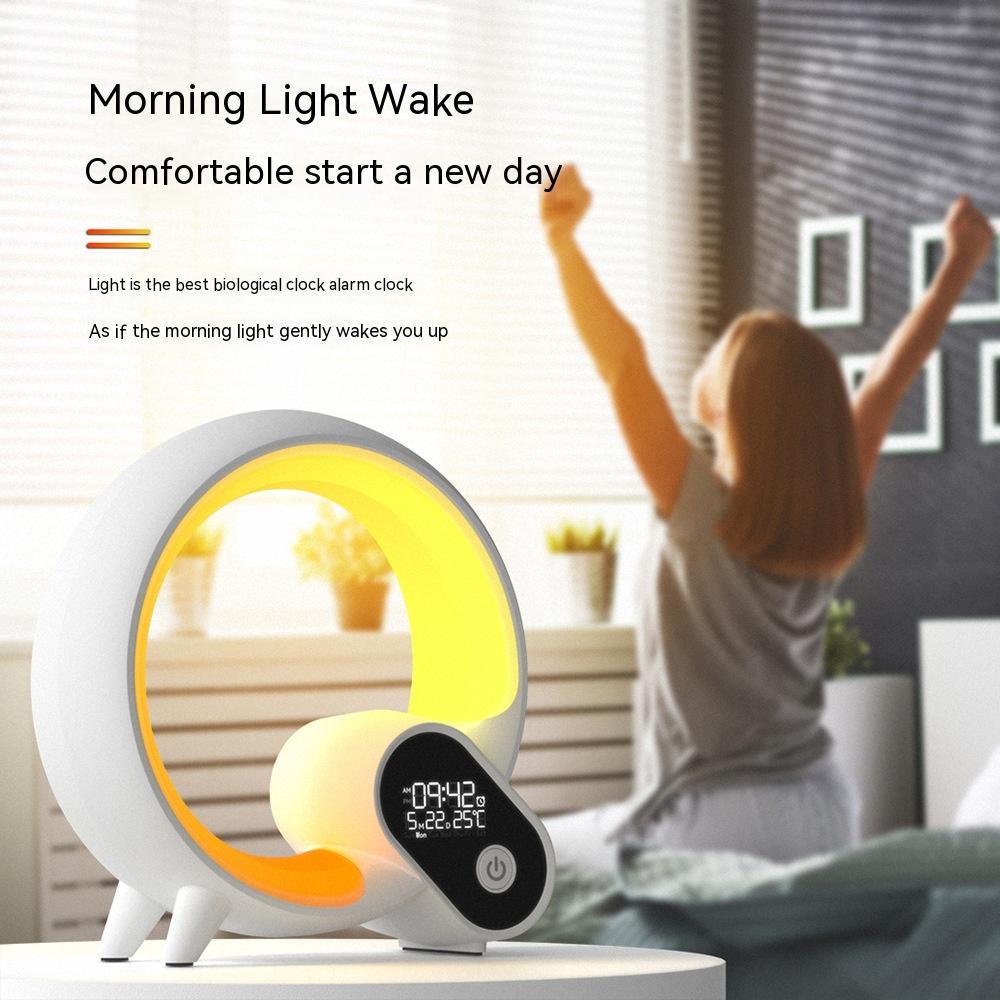 Creative Q Light Analog Sunrise Alarm Clock - Bluetooth Audio, Digital Display, Intelligent Wake-Up, and Colorful Atmosphere Light