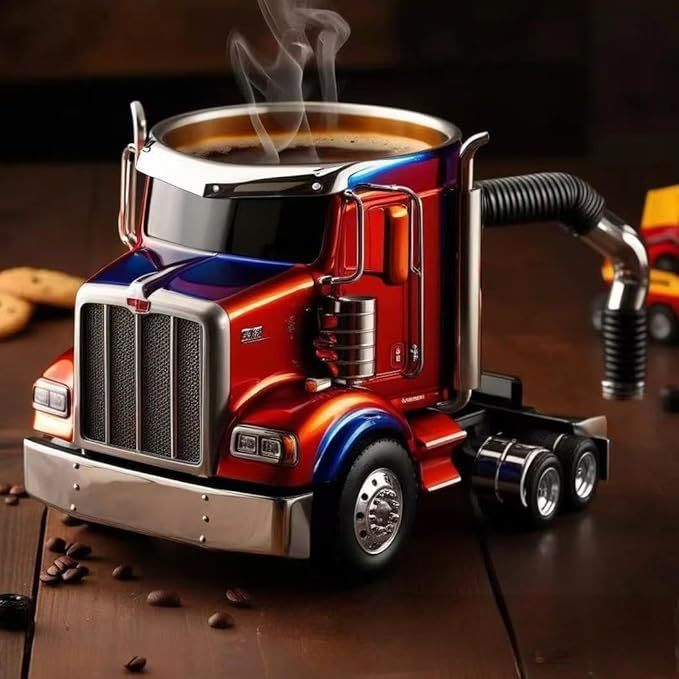 Durable Semi-Truck Shaped Coffee Mug: Handcrafted Semi-Trailer Design for Family and Truck Enthusiasts