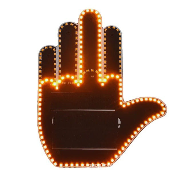 LED Gesture Light for Cars with Remote – Illuminated Middle Finger Road Rage Sign Hand Lamp