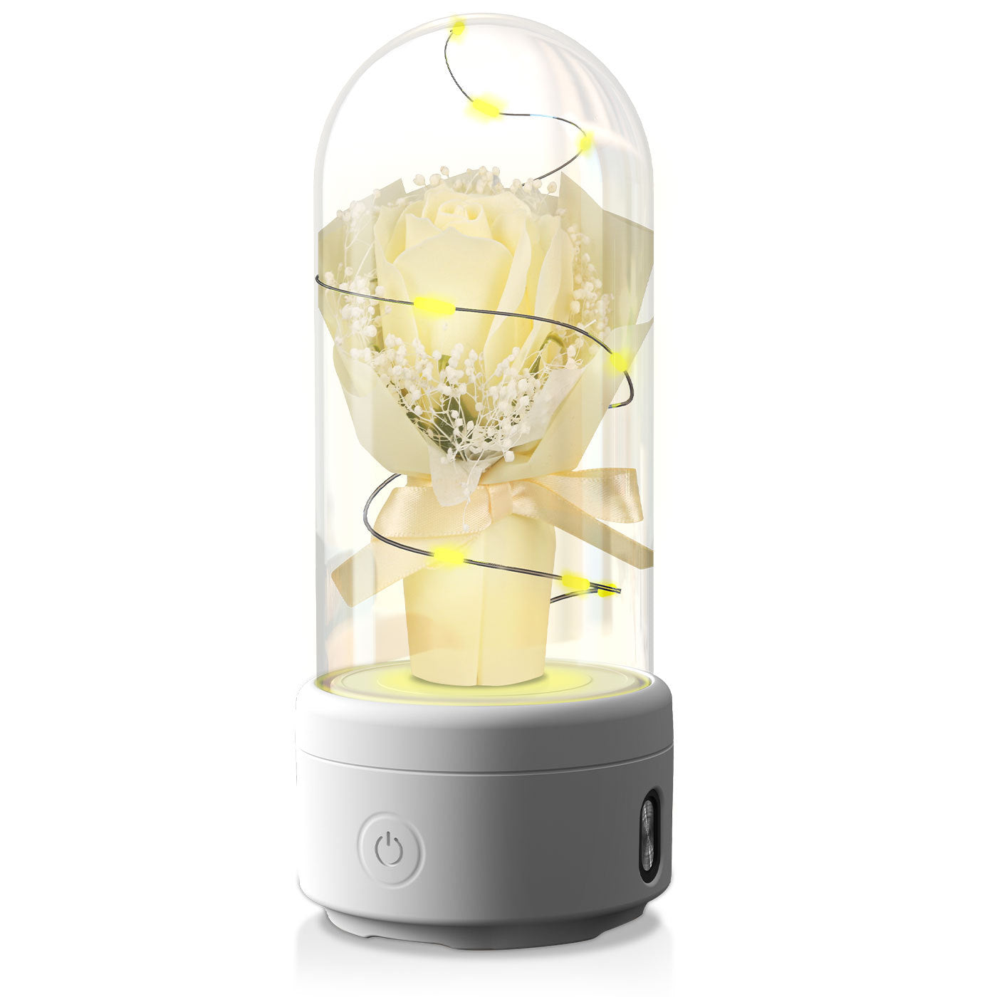 Creative 2-in-1 LED Rose Bouquet with Bluetooth Speaker, Luminous Night Light in Glass Cover, Perfect Mother's Day Gift