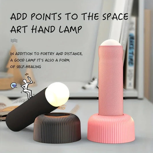 Creative Handheld Night Light: Unique LED Design with On/Off Switch and Table Base