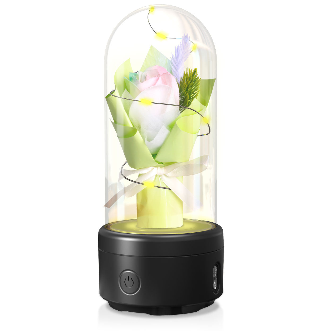 Creative 2-in-1 LED Rose Bouquet with Bluetooth Speaker, Luminous Night Light in Glass Cover, Perfect Mother's Day Gift