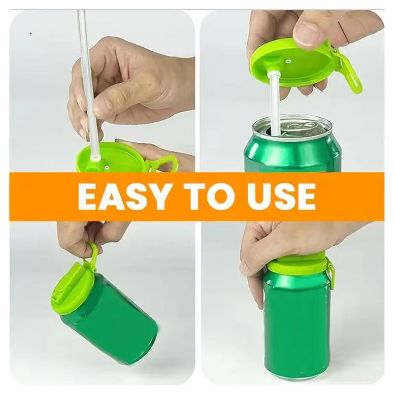 Reusable Soda Can Lid with Straw: Fits Standard Cans for Soda, Beer, Juice, and Beverages