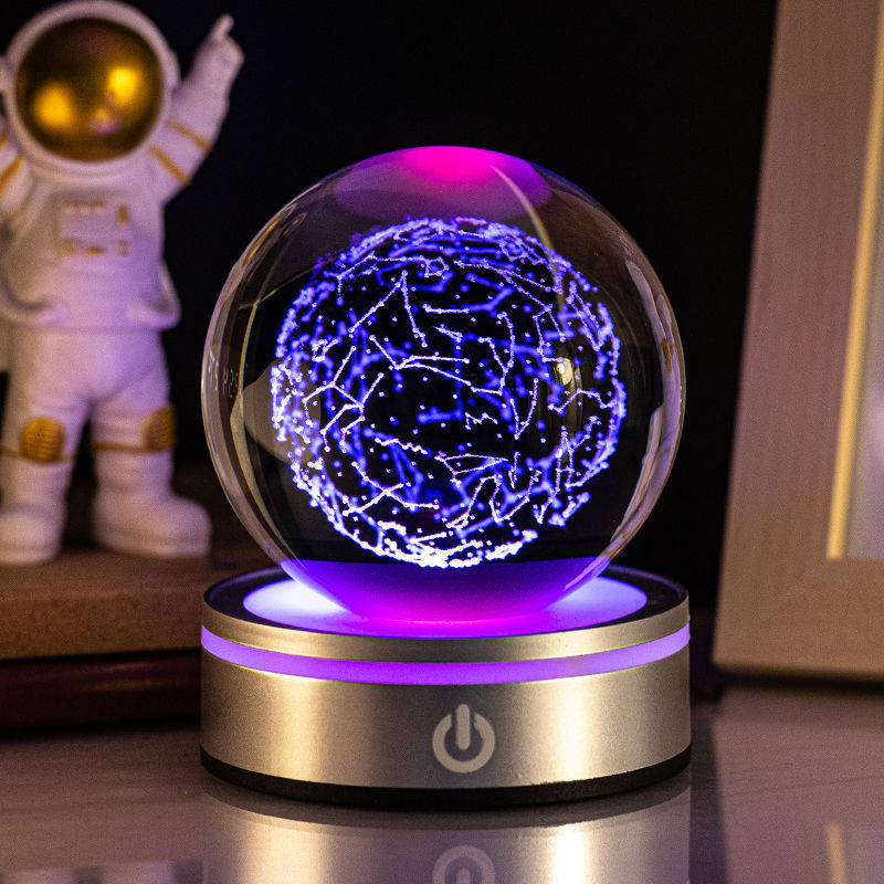 Colorful Gradient 3D Inner Carving Crystal Ball Night Lamp – Creative Home Decor and Gift Idea