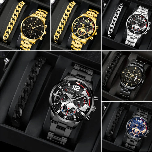 Elegant Men's Bracelet & Watch Set – Timeless Business Style