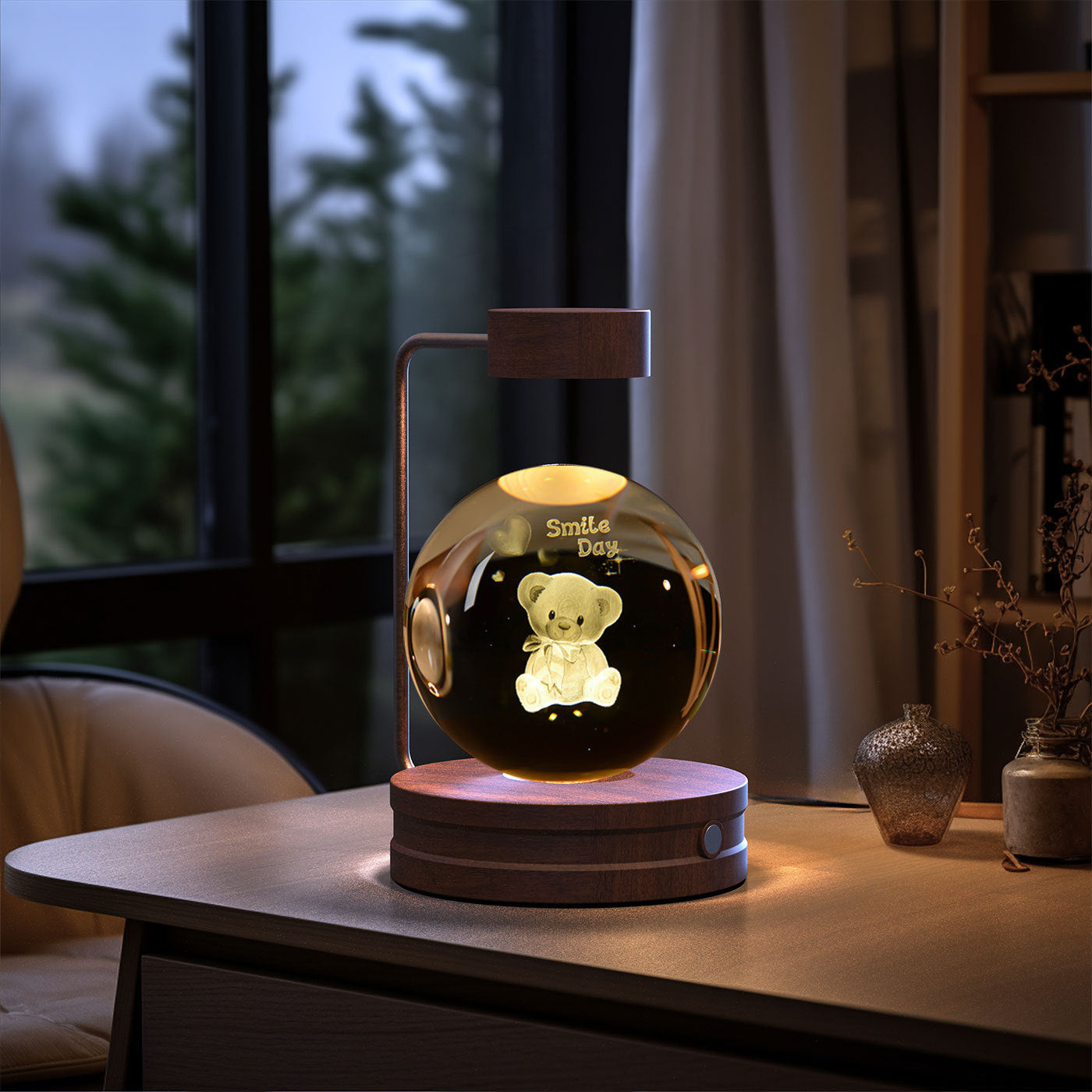 Crystal Ball Cosmic Dinosaur Night Light - USB-Powered Warm Bedside Lamp, Indoor Decorative Light, Perfect Birthday Gift for Kids and Adults