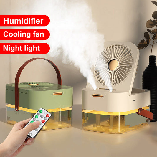 3-in-1 Portable Cooling Fan – Humidifier, Fan & Night Light