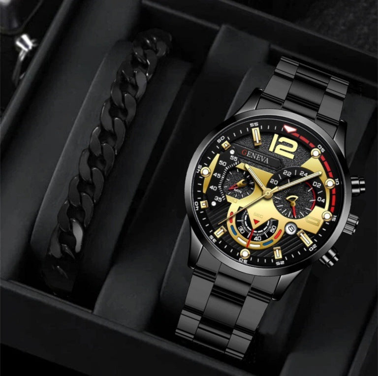 Elegant Men's Bracelet & Watch Set – Timeless Business Style