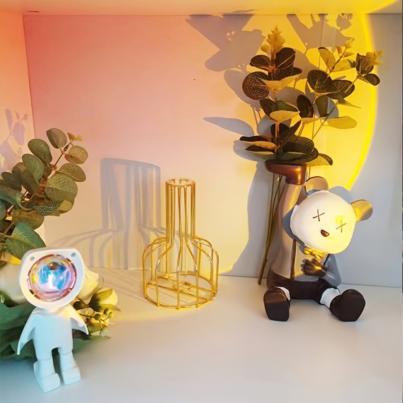 Rainbow Sunset LED Projector Lamp – Romantic Mood Light for Home Decor, Wall Atmosphere, and Cute Robot Night Light