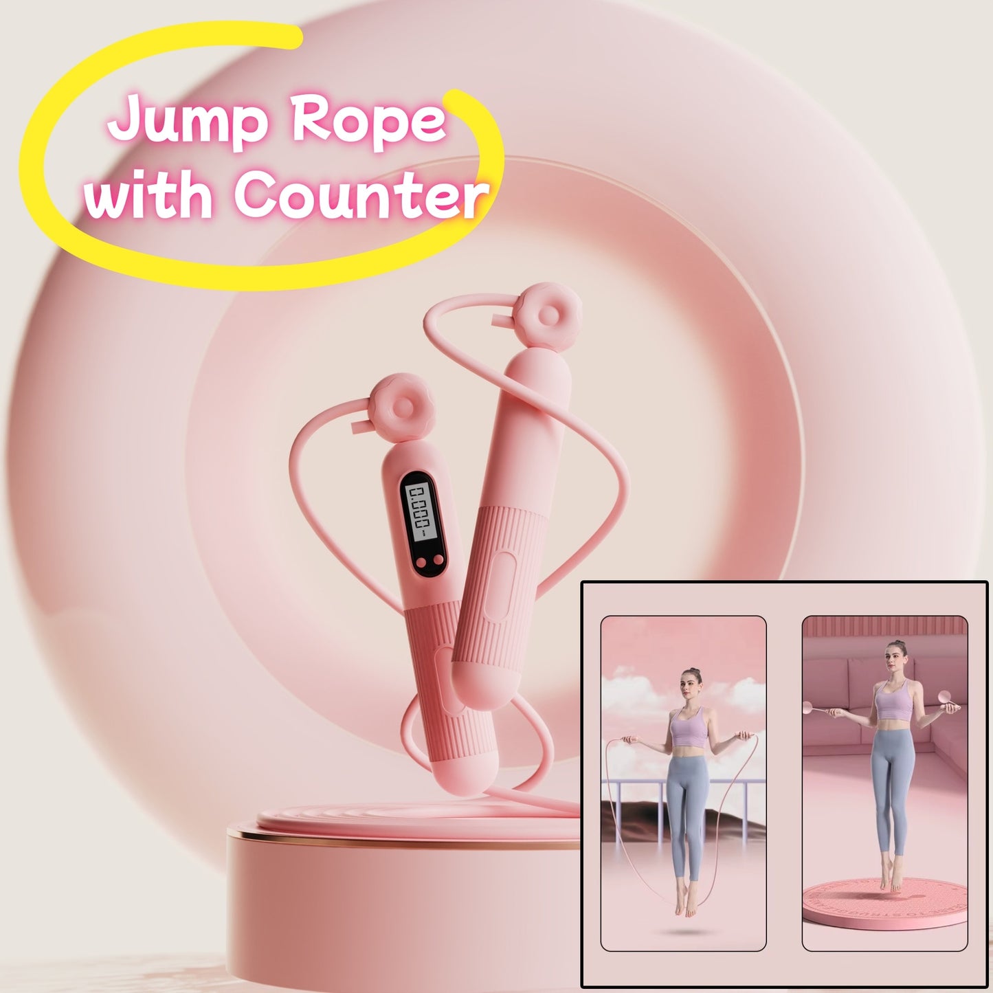 Smart Jump Rope with Counter: Adjustable Skipping Rope with Calorie Tracker for Fitness and Weight Loss