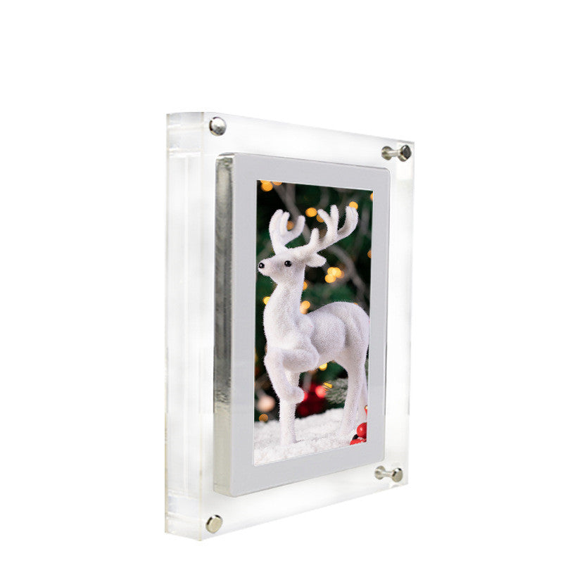 Acrylic Digital Picture Frame: 1GB Vertical Display with Type-C & Battery, Perfect Gift for Loved Ones