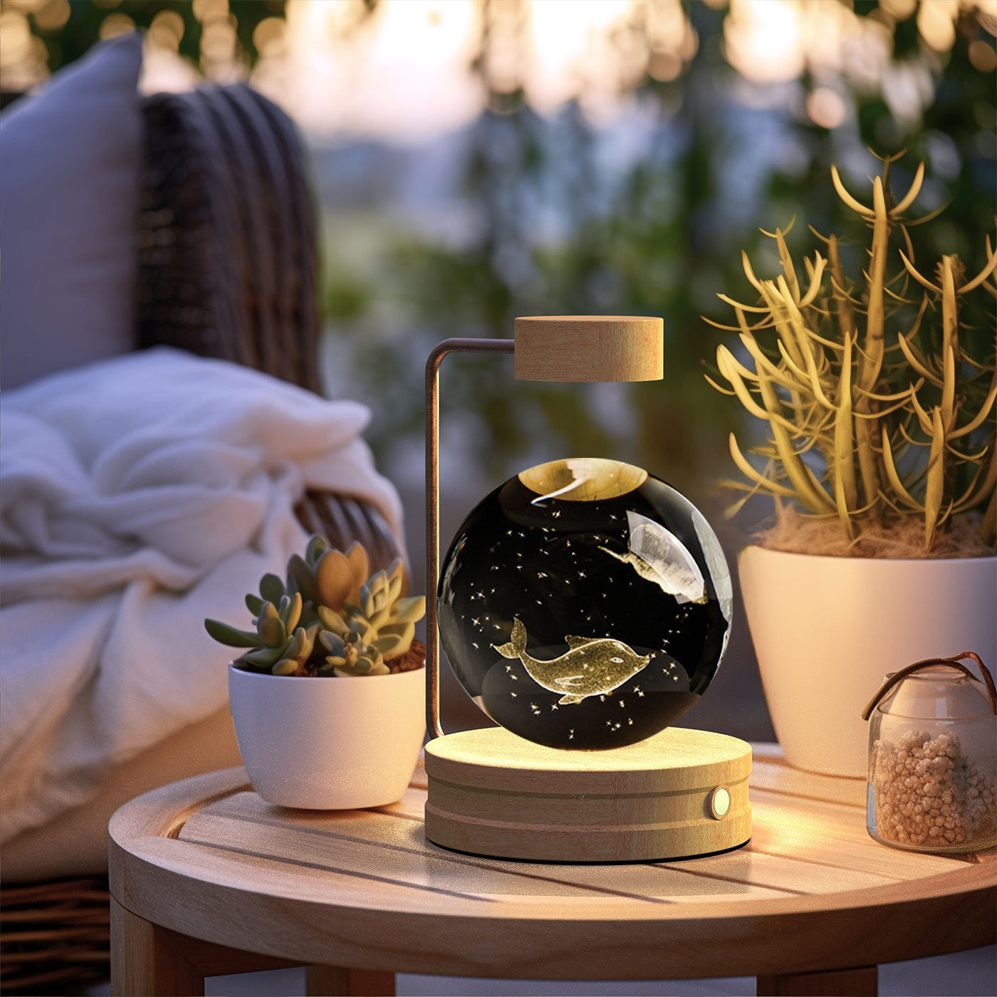 Crystal Ball Cosmic Dinosaur Night Light - USB-Powered Warm Bedside Lamp, Indoor Decorative Light, Perfect Birthday Gift for Kids and Adults