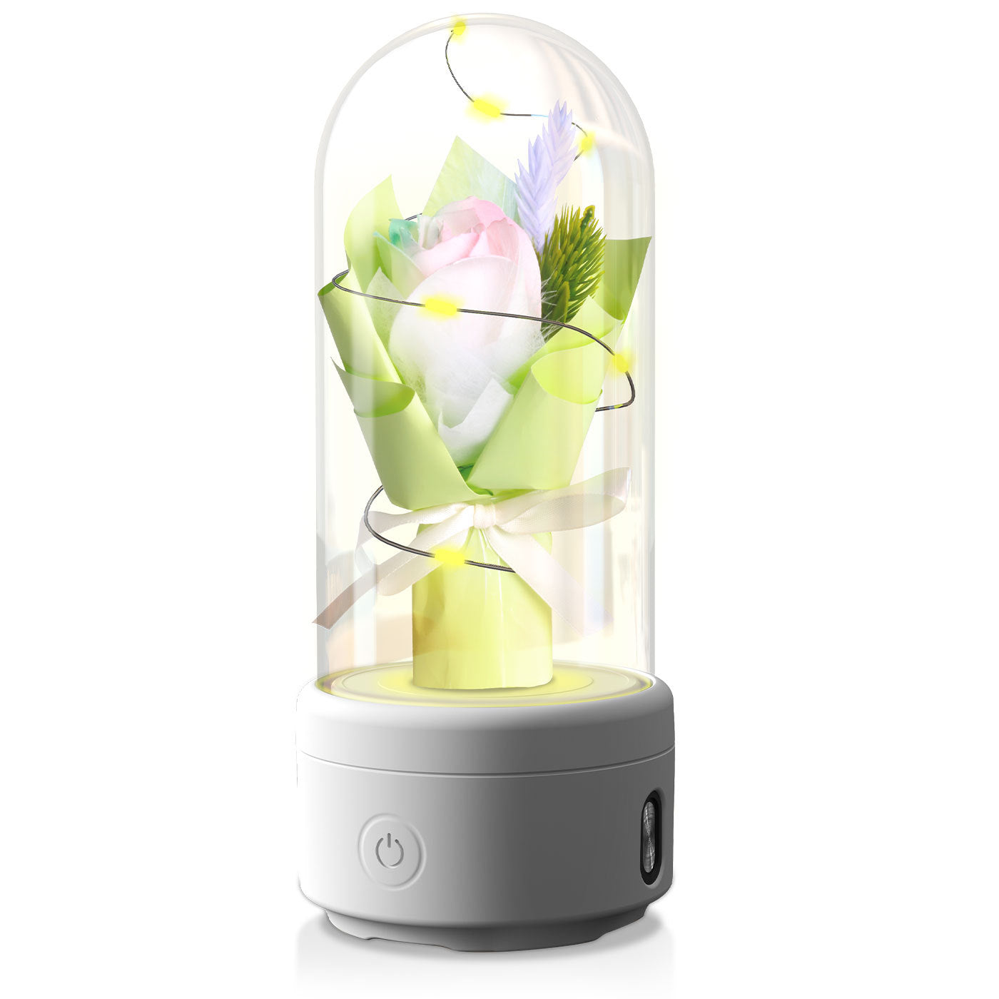 Creative 2-in-1 LED Rose Bouquet with Bluetooth Speaker, Luminous Night Light in Glass Cover, Perfect Mother's Day Gift