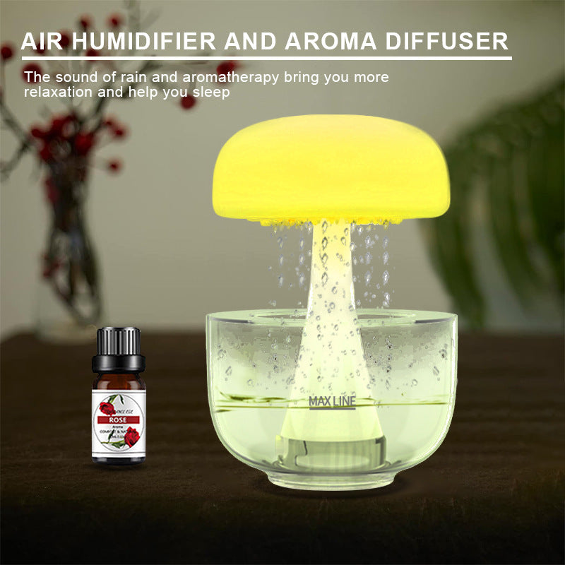 Jellyfish Raindrop Humidifier – Ultrasonic, 7-Color Light, Cloud Rain Aroma Diffuser