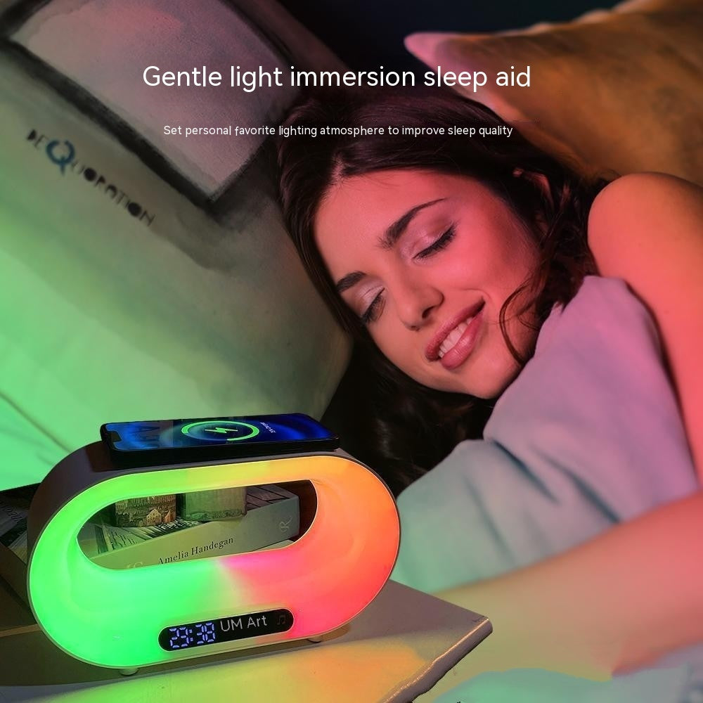 3-in-1 Smart LED Desk Lamp with RGB Lighting, Wireless Charger, Alarm Clock, and App Control