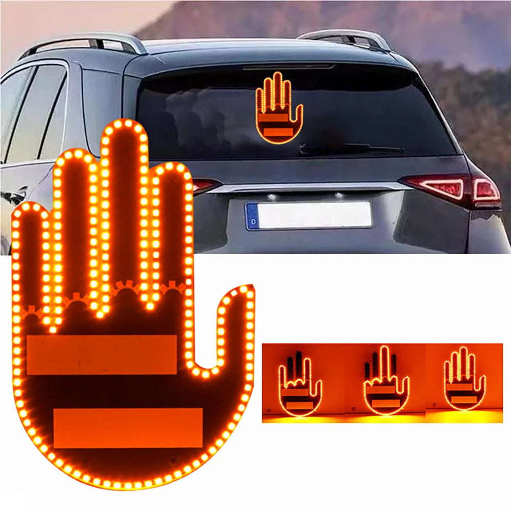 LED Gesture Light for Cars with Remote – Illuminated Middle Finger Road Rage Sign Hand Lamp