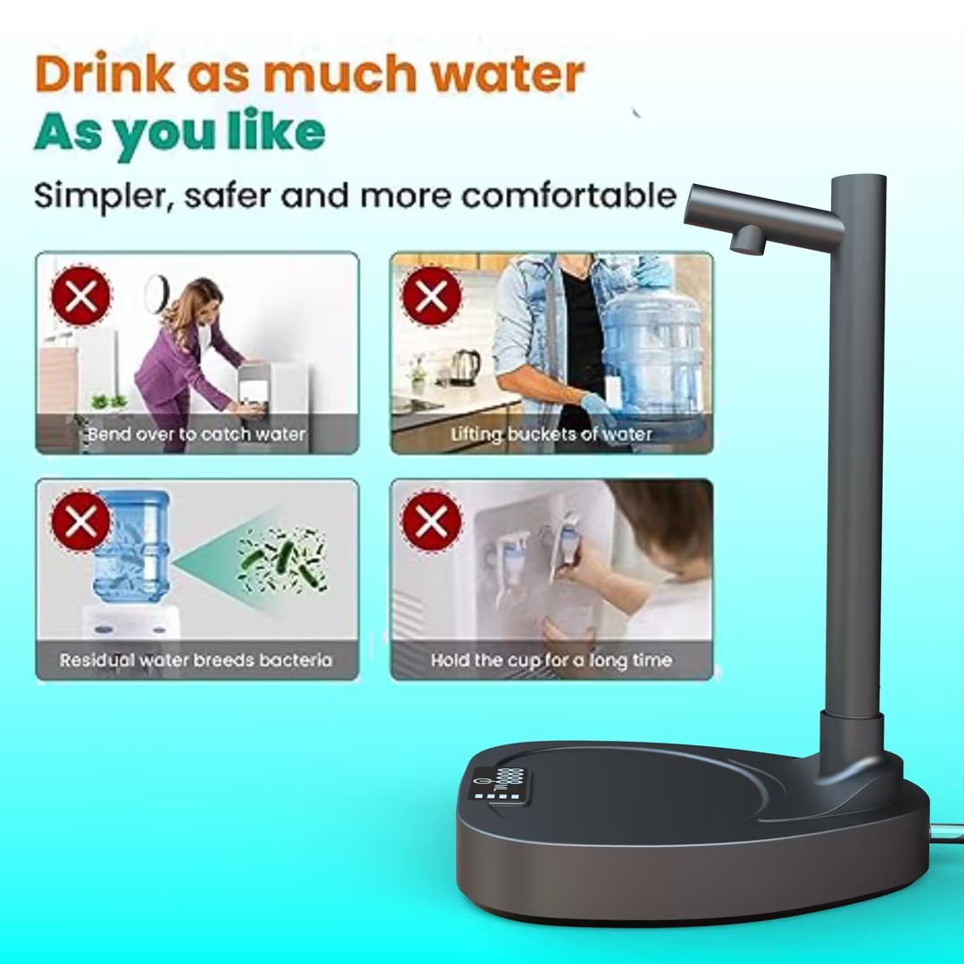 Automatic Water Dispenser with Extension Tube - Desktop Rechargeable Water Bottle Dispenser with Stand