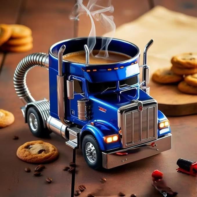 Durable Semi-Truck Shaped Coffee Mug: Handcrafted Semi-Trailer Design for Family and Truck Enthusiasts