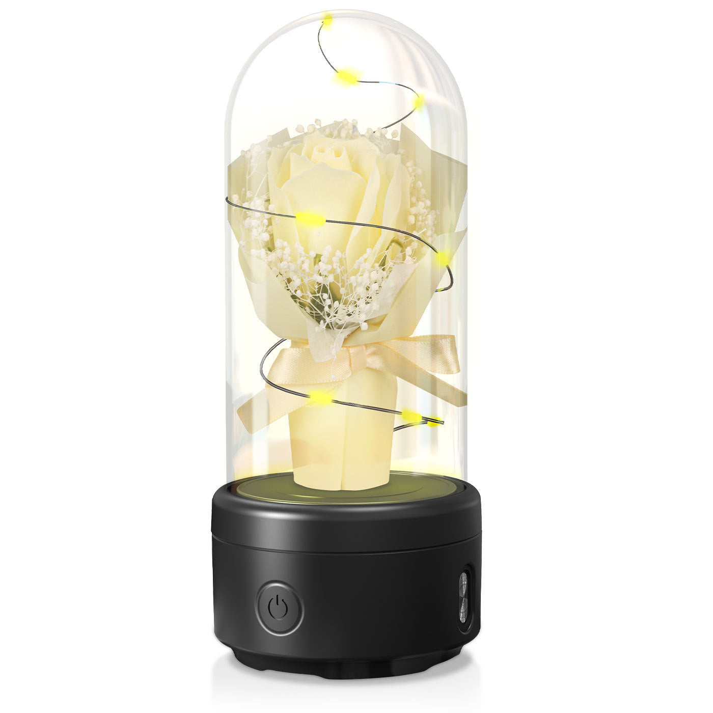 Creative 2-in-1 LED Rose Bouquet with Bluetooth Speaker, Luminous Night Light in Glass Cover, Perfect Mother's Day Gift