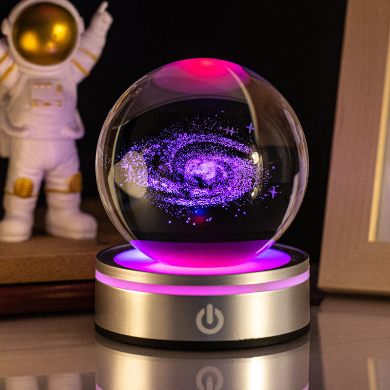 Colorful Gradient 3D Inner Carving Crystal Ball Night Lamp – Creative Home Decor and Gift Idea