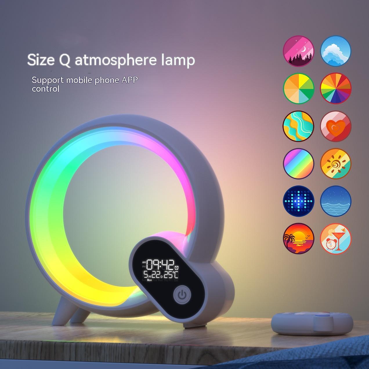 Creative Q Light Analog Sunrise Alarm Clock - Bluetooth Audio, Digital Display, Intelligent Wake-Up, and Colorful Atmosphere Light