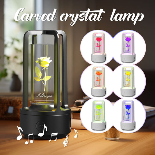 Creative 2-in-1 Acrylic Crystal Touch Night Lamp with Bluetooth Speaker – Perfect Valentine's Day Gift